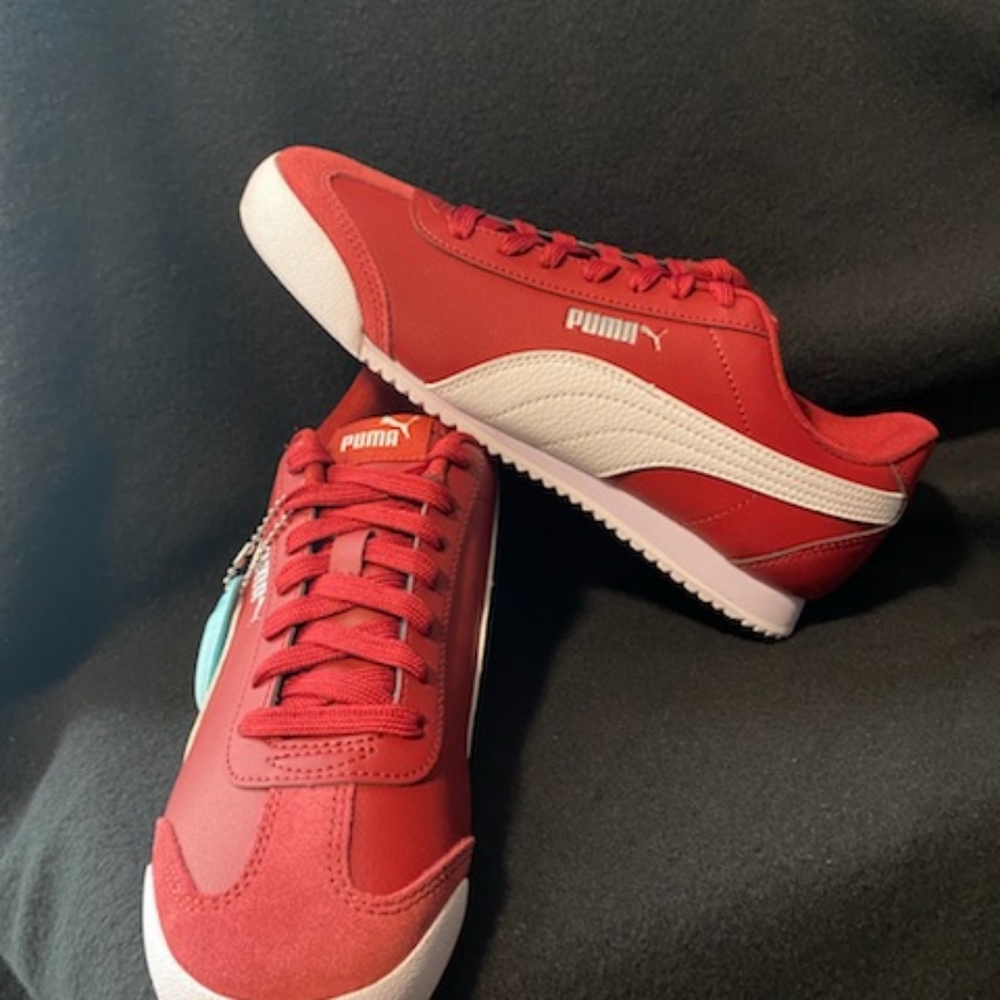 Red and White Puma Sneakers